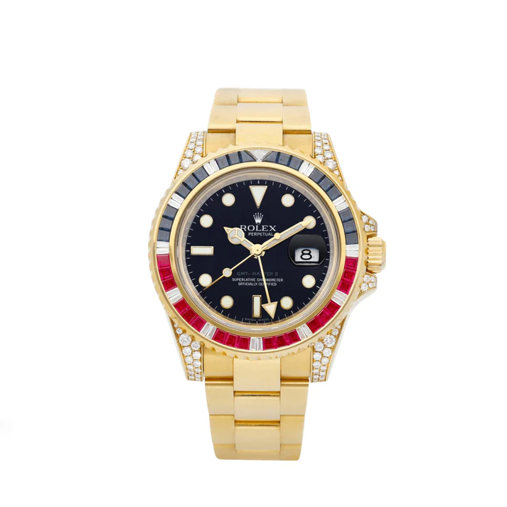 GMT-Master II 116758SARU Yellow Gold Black Dial